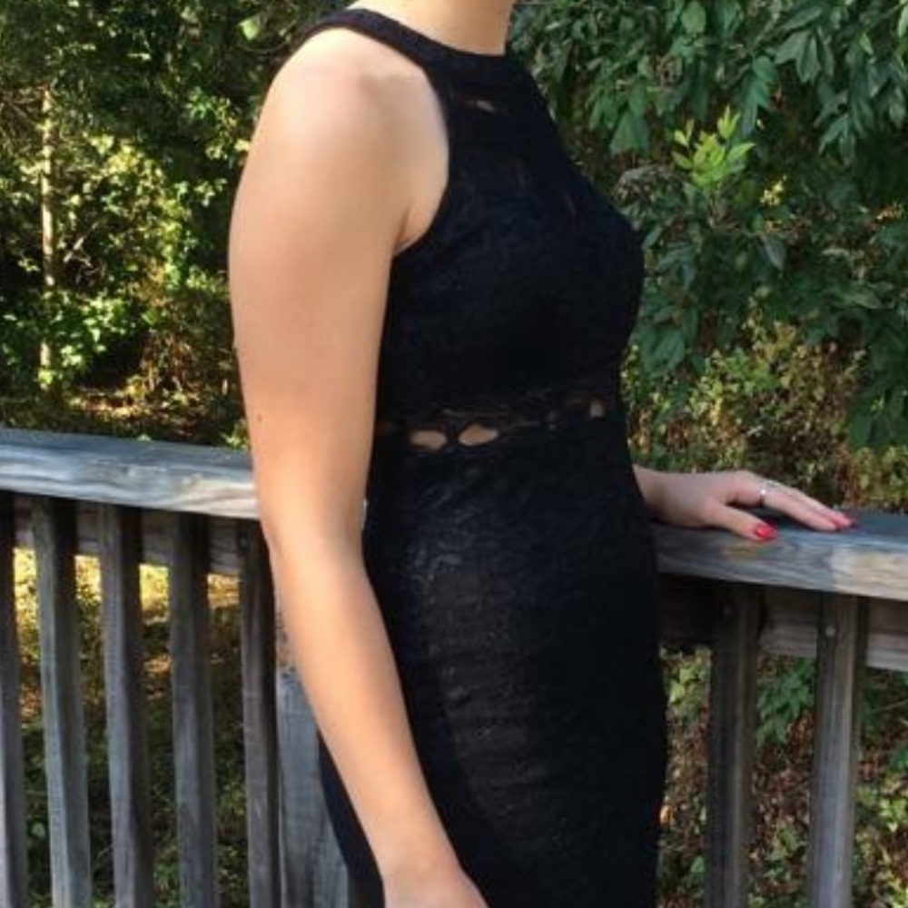 Trixxi brand fitted black lace dress